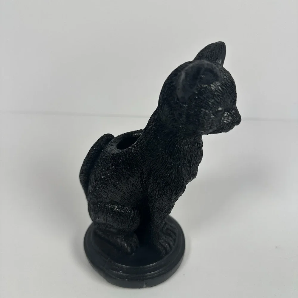Ashland Halloween Black Cat Taper Candle Holder Resin Gothic Spooky Decor 6 In